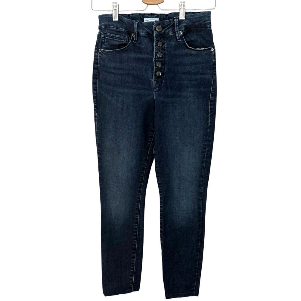 Good American Women's Dark Blue Button Up Skinny Jeans Size 6 / 28
